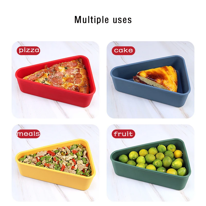 Food storage Pizza Storage box Silicone Reusable Pizza Container with 3 Microwavable Serving Trays