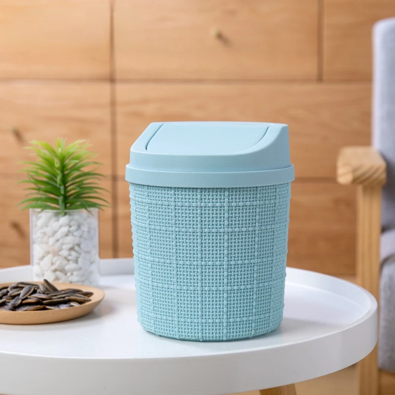 Mini With Lid Desktop Trash Bin Small Home Shake Cover Type Trash Can Office Waste Classification
