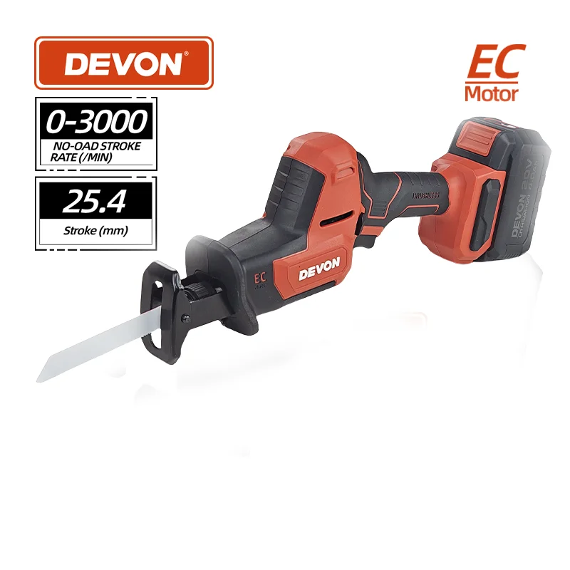 High quality electric brushless reciprocating saw DEVON 5830-Li-20 Wood cutting cordless electric saw with battery