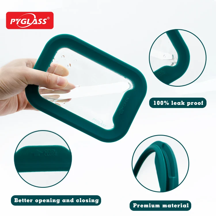 High borosilicate glass food preparation container, lunch food box with glass lid 4set