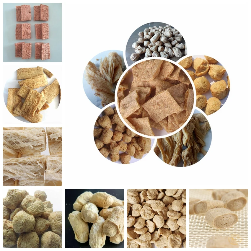 Ce Certificate Artificial Meat Equipment Tvp/tsp Soya Bean Protein Chunks Making Machine