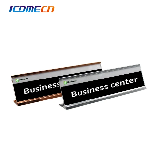 Counter desk label business card sign metal L shape frame sign holder