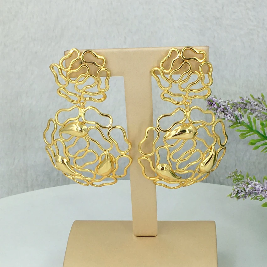 Yuminglai Big Vintage Earrings for women gold color Geometric statement earring 2022 earing hanging fashion jewelry FHK12582