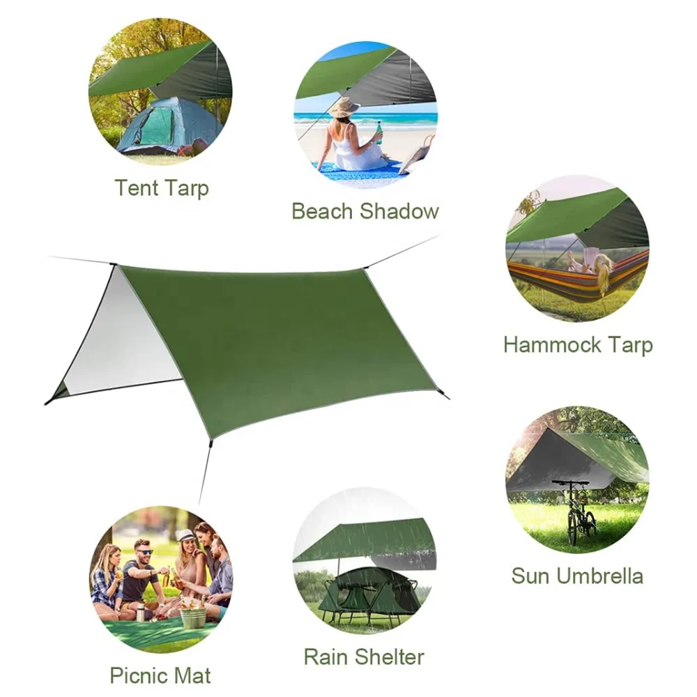  Wholesale 3*3M Square Outdoor Camping Waterproof Hammock Rain Fly Tent Tarp for Tourism Hiking Beach --