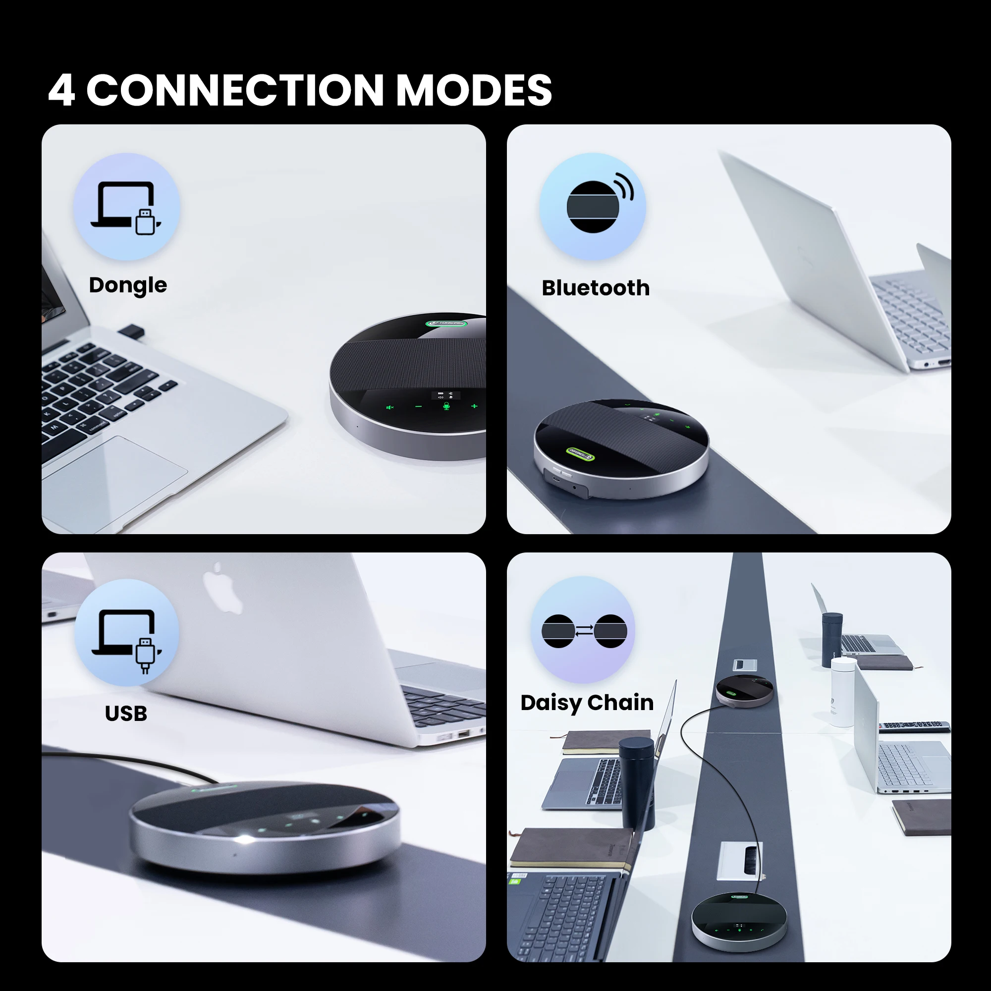 Daisy Chain 12m Pick up Blue Tooth/USB/Wireless Omni-directional 360° Conference Speakerphone