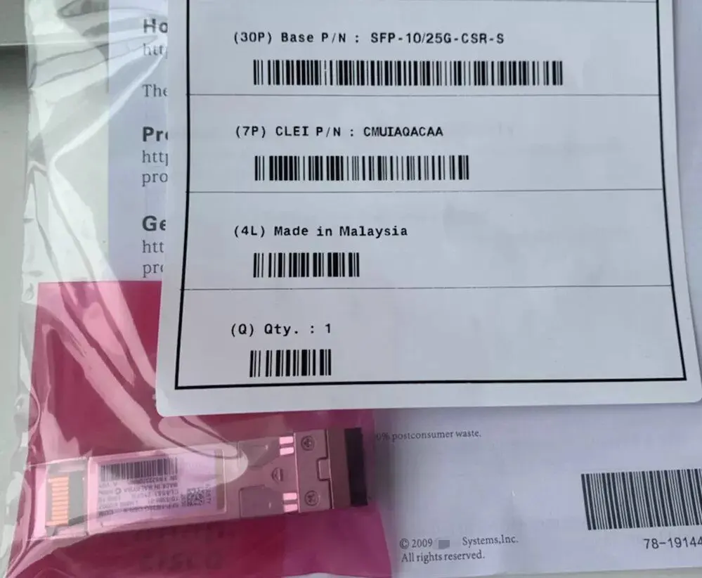 SFP-10/25G-CSR-S 10/25GBASE-CSR SFP28 Module for MMF Fiber Optic Transceivers for WiFi POE 4G 3G GSM TCP GPRS SDK Networks