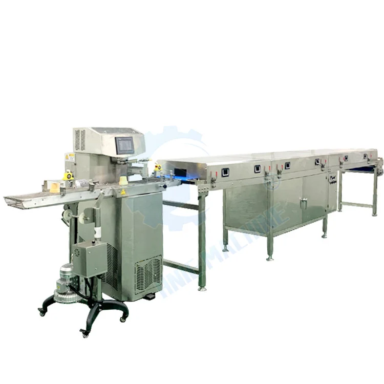Cookie Enrober Enrobing Cooling Tunnel Automatic Chocolate Tempering Bar Biscuit Stick Chocolate Coating Machine