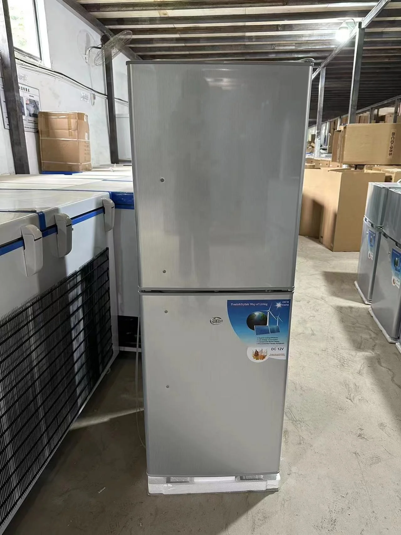 hot product DC 12V/24V Double Door Fridge Solar Power  Refrigerator For Home use BCD-108