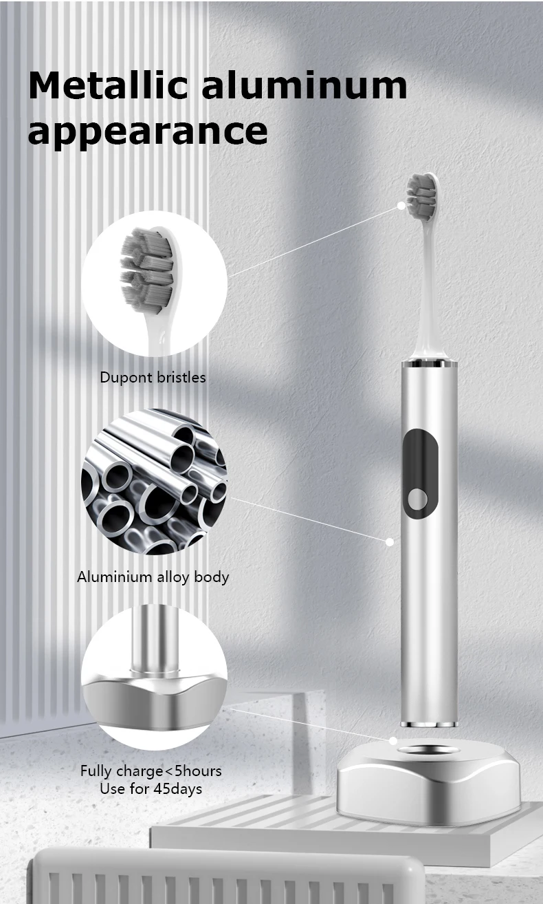 2023 elegant smart wireless toothbrush For adults new sonic toothbrush aluminum electric toothbrush ultrasonic