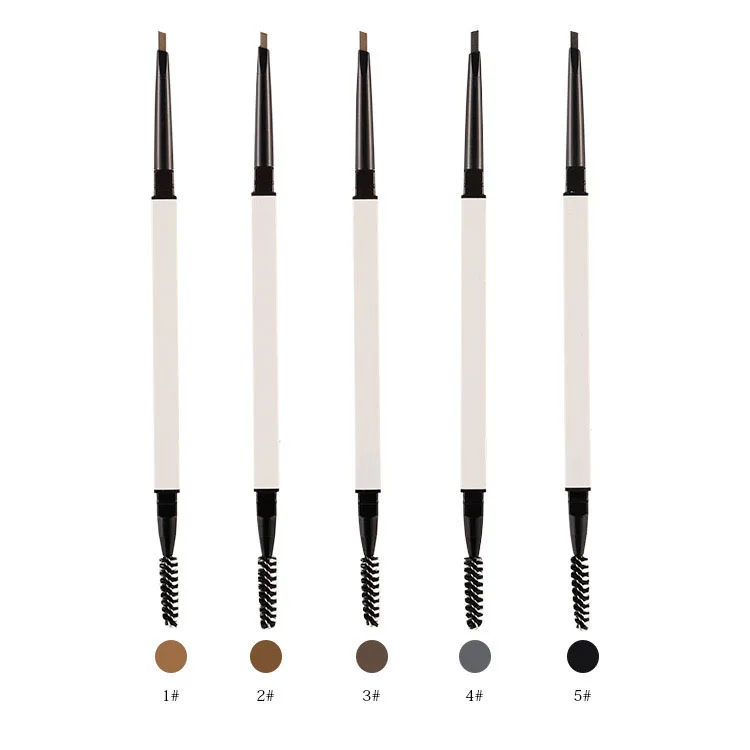 Private Label 5 Colors Waterproof Long Lasting Double-headed Eyebrow Pencil With Brush