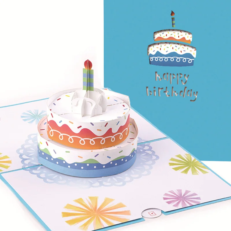 Wholesale 3D Birthday Cake Plane Handmade Paper Funny Carving Hollow Three-dimensional Greeting Card