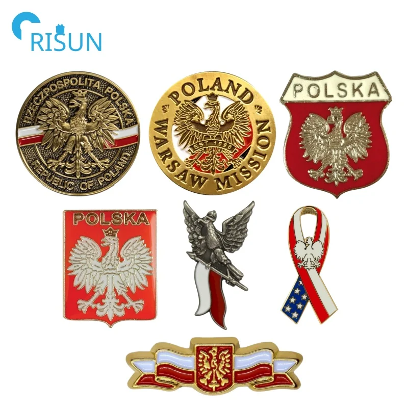 Factory Manufacturer Poland Warsaw Mission Commemorative Lapel Pin Brooch Custom Polish Poland Eagle Emblem Lapel Pin