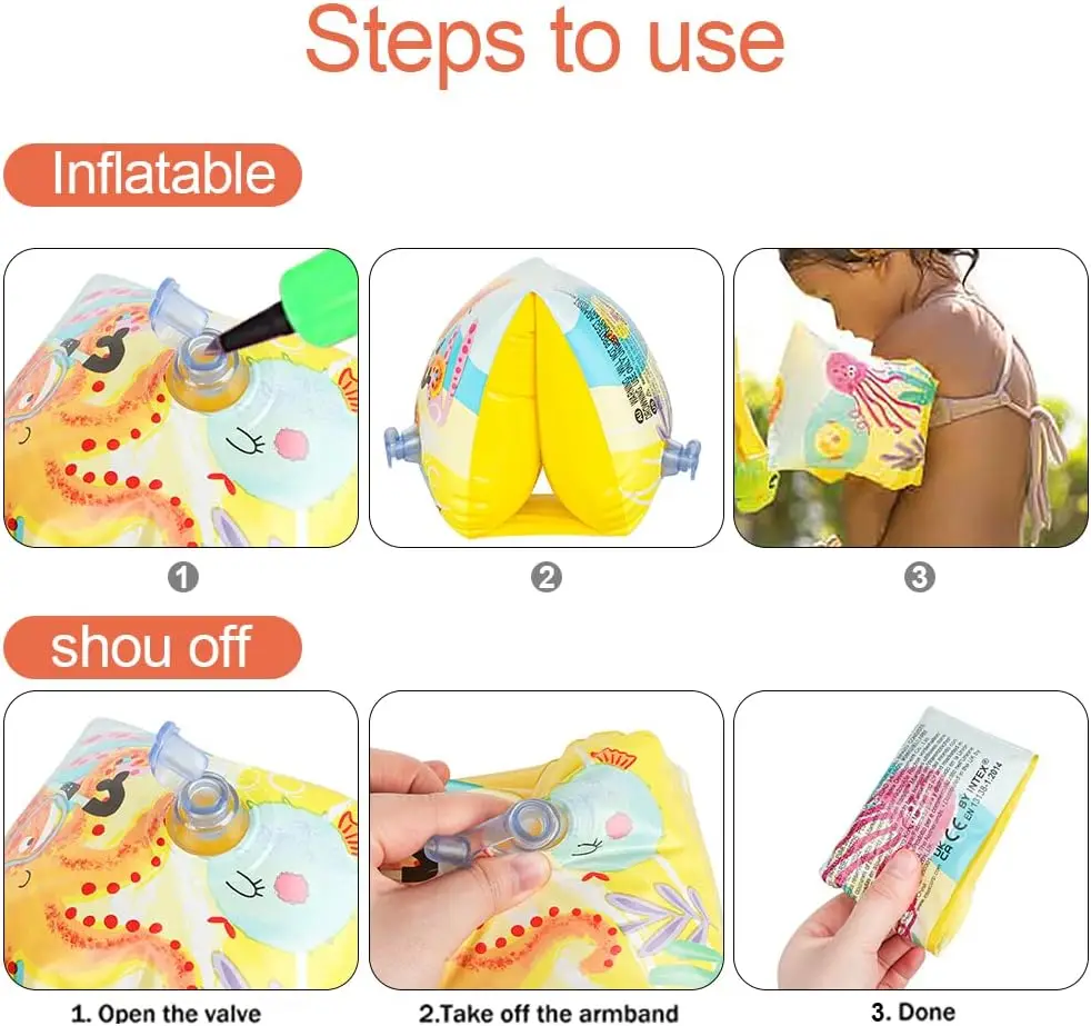 Inflatable Armbands for Kids (Aged 3-6), Pool Arm Float Sleeves Floater Tube Water Wings