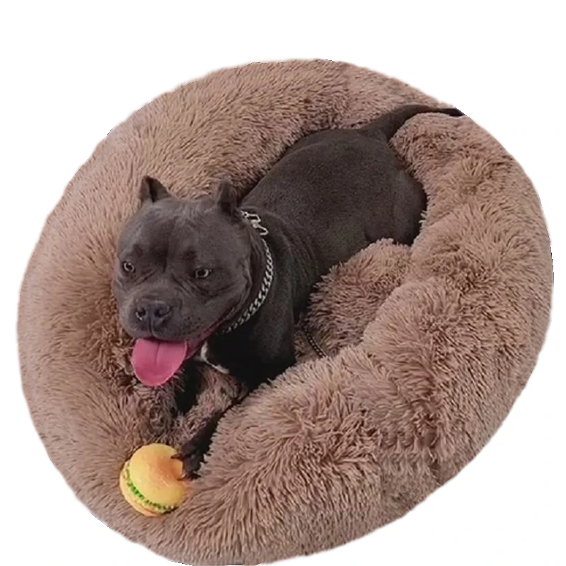Winter Warm Donut Dog Bed Plush Waterproof Pet  Bedding Round Cat  Kennel All seasons Deep Sleep Pet Bed Fluffy Factory Direct