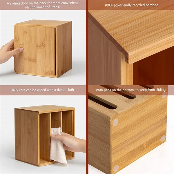 Customize Restaurant Wooden Cutlery Caddy Utensil Storage Holders For Stacking Flatware Fork Knife Spoon Organizer