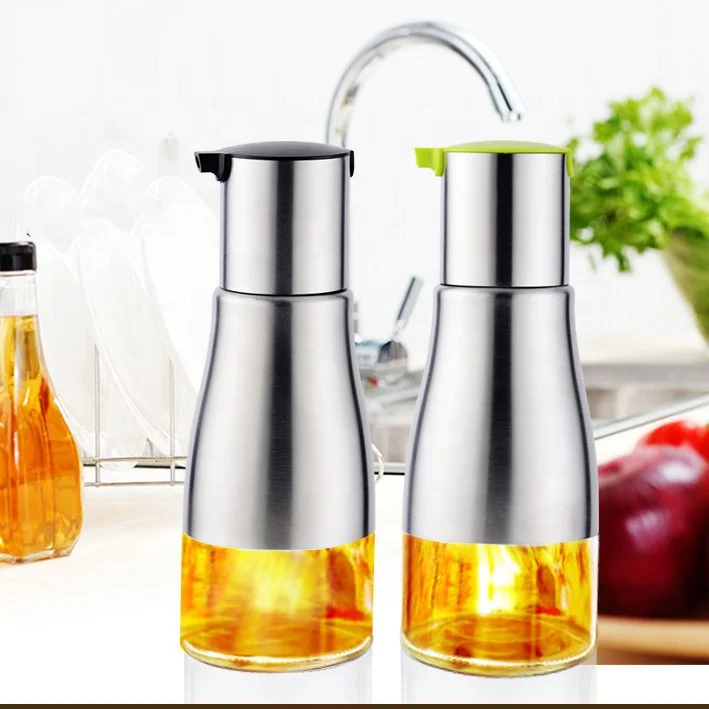 
Glass oil vinegar bottle spice organizer dispenser jar container 