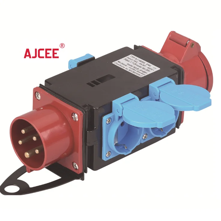 
AJCEE 1605A Waterproof Industrial Multiple Plugs and Sockets Manufacturers 16A CE Plug with Socket Electrical Outlet Connection 