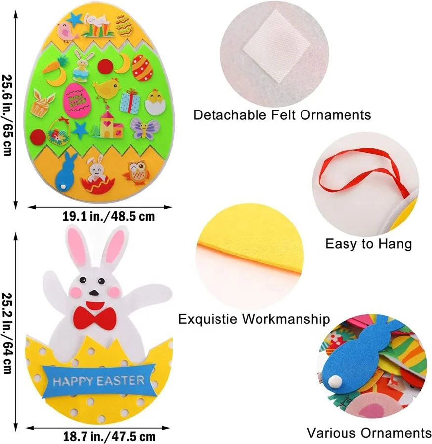 Easter Felt Crafts for Kids DIY with Easter Egg and Bunny Detachable Ornaments