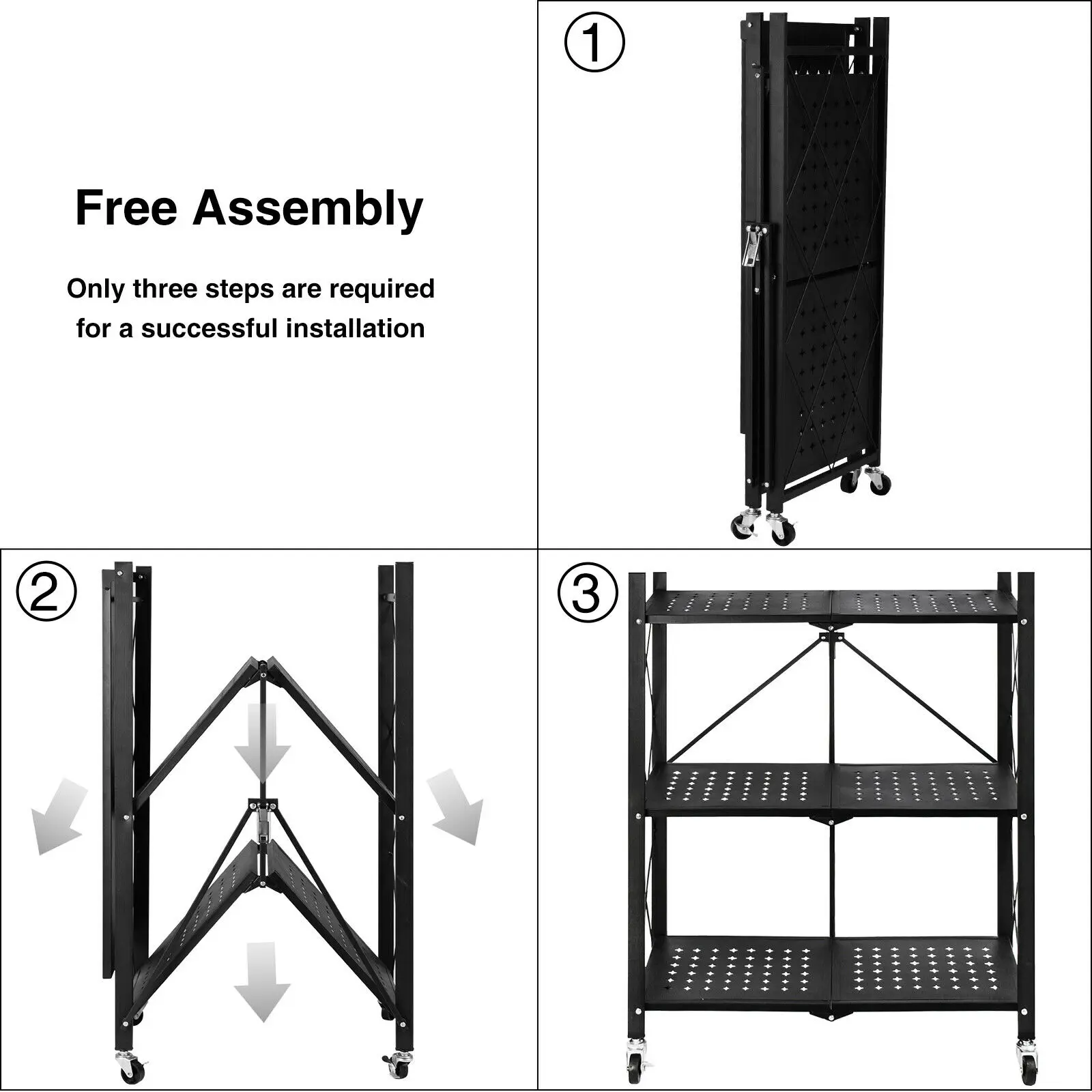 YXHT Arrival Black Iron Metal 3 4 5 Tiers Corner Storage Shelf Folding Kitchen Rack