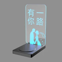 Custom Rewritable Acrylic Night Light 3D Illusion Lampara Message Board Lamp Led For Home Decoration With  Wireless Charger