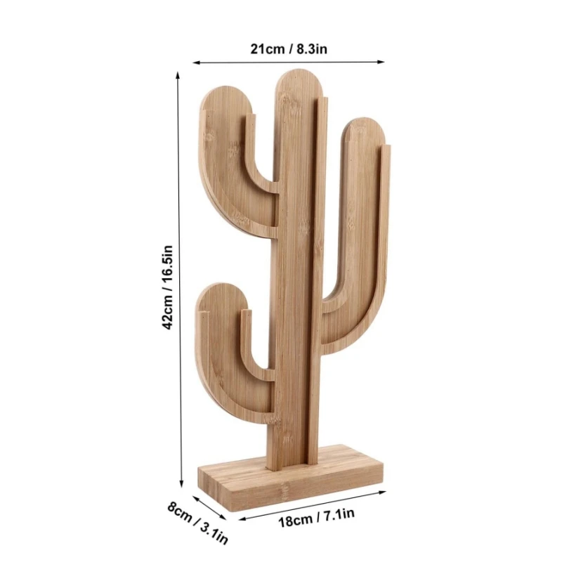 Cactus Shape Storage Rack Capsule Organizer Bamboo Coffee Capsules Holder