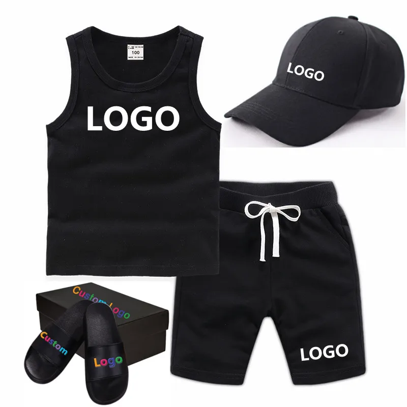 popular hot selling summer European designer high quality sleeveless boys bulk custom wholesale boutique kids clothing set