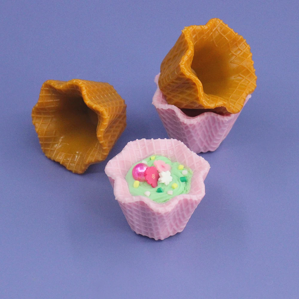 Sweet Ice Cream Cone Cookie Cup for Diy Glue Handmade Accessories Simulate Food Preparation Materials