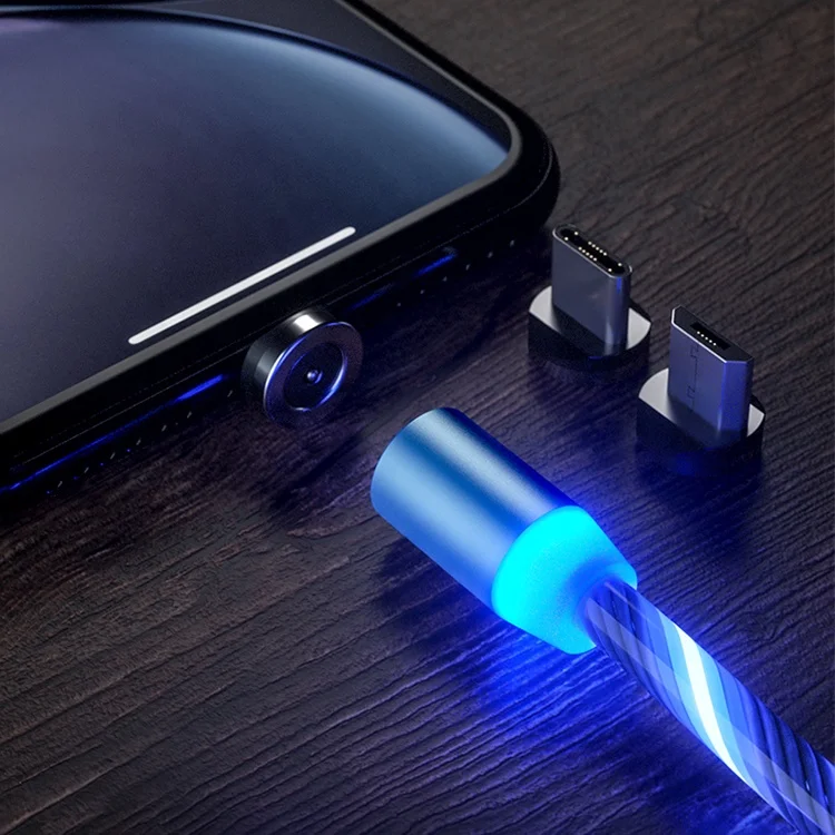  Оптовая продажа магнитный USB-кабель для быстрой зарядки аксессуары телефонов кабель USB Светодиодный светящийся Micro Lighting кабели передачи