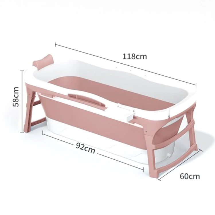 Customized color safe and firm 118CM household winter bath to keep warm plastic foldable bath tub for adults portable