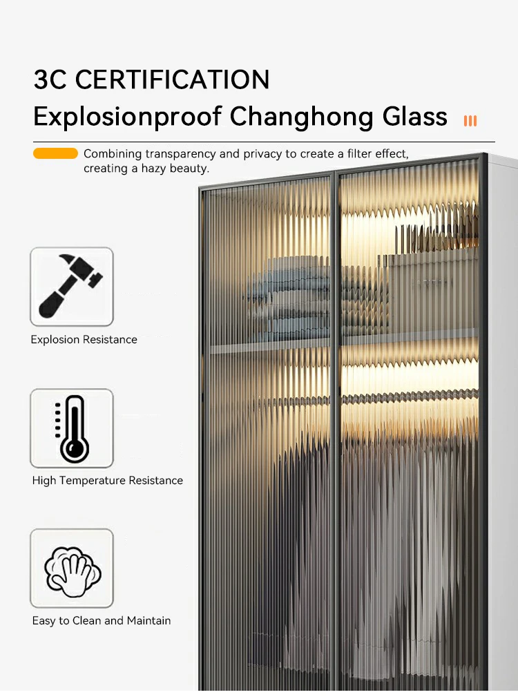 Jiuyiixng Aluminum  Wooden Cabinet Bedroom Furniture Multiple Sizes Customizable Mirror Glass Wardrobe Door