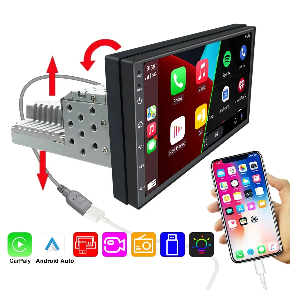 JYT 7 inch Linux System 1024*600 Resolution 1Din Car MP5 Player BT USB Wired Carplay Android Auto With Radio Multimedia Player