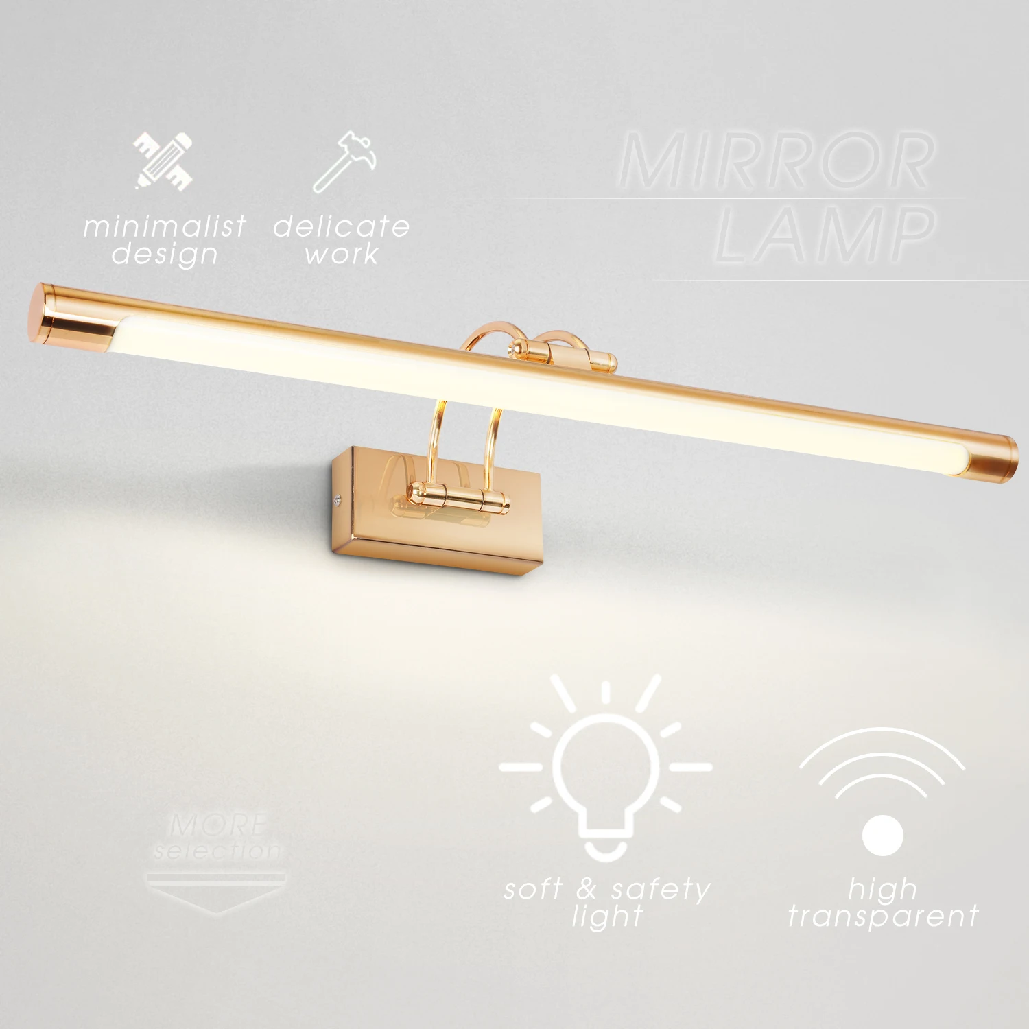 
8W 500mm golden wall lamp wholesale color gold led picture light mirror lamp hotel restaurant exhibition waterproof 