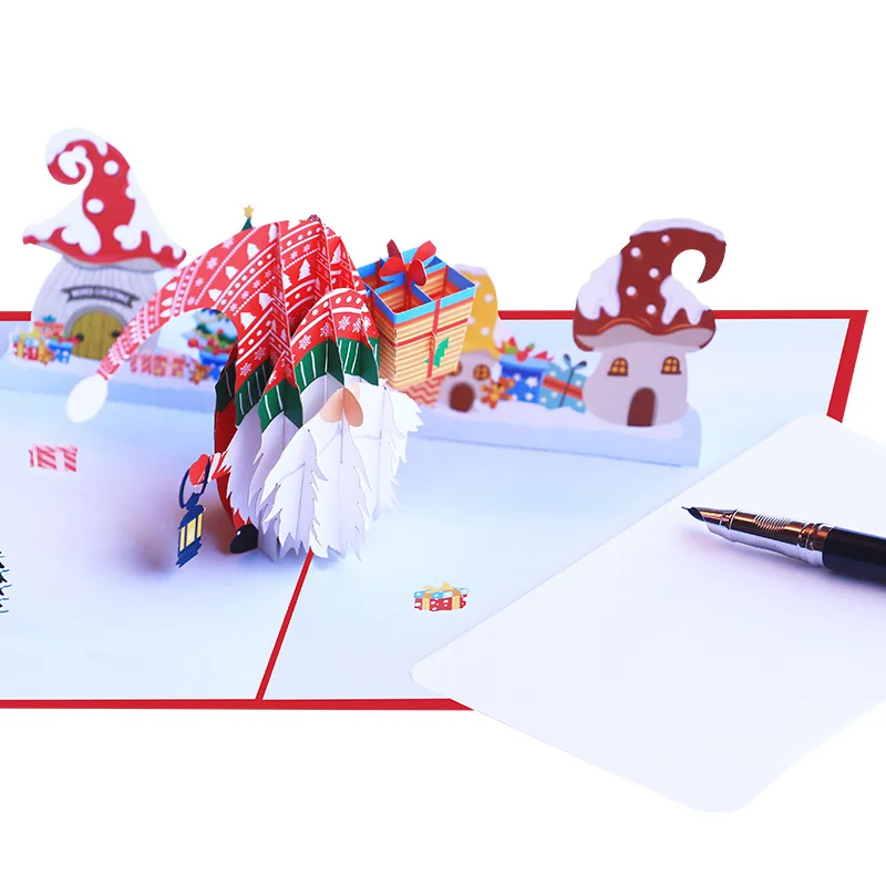 Santa  Faceless Doll Pop Up Card pop up 3d greeting cards 3d Christmas holiday 3d greeting card laser cut luxury custom design