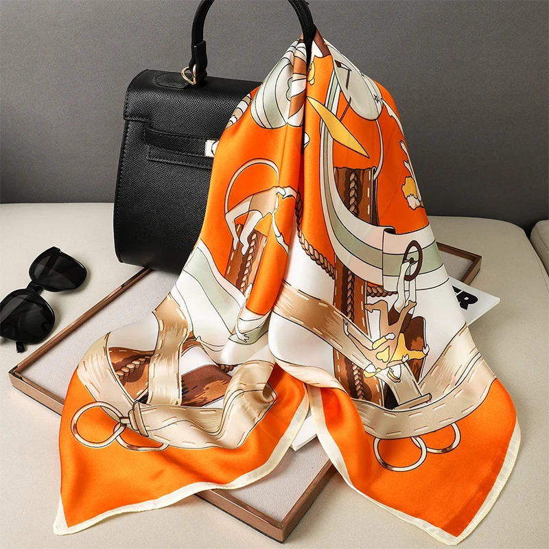 nordic chains For Women Wholesaler silk scarf Bundle Tulle 70*70cm Sustainable