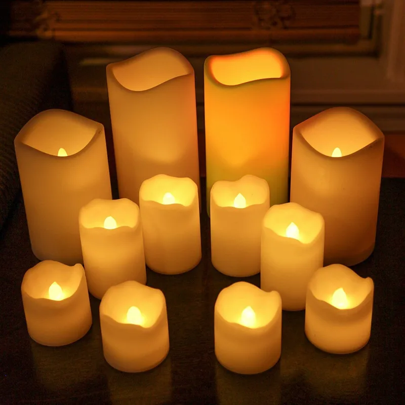 
Wholesale home decoration wax smokeless flameless moving wick pillar led electric candles with timer 
