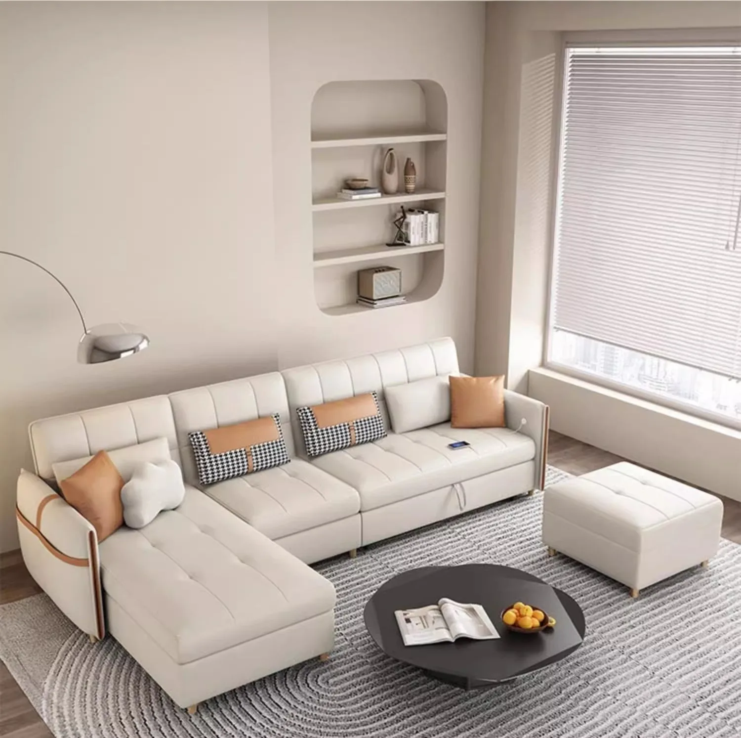 Futon sofa bed convertible metal frame folding corner Sofa Cum Bed with Storage