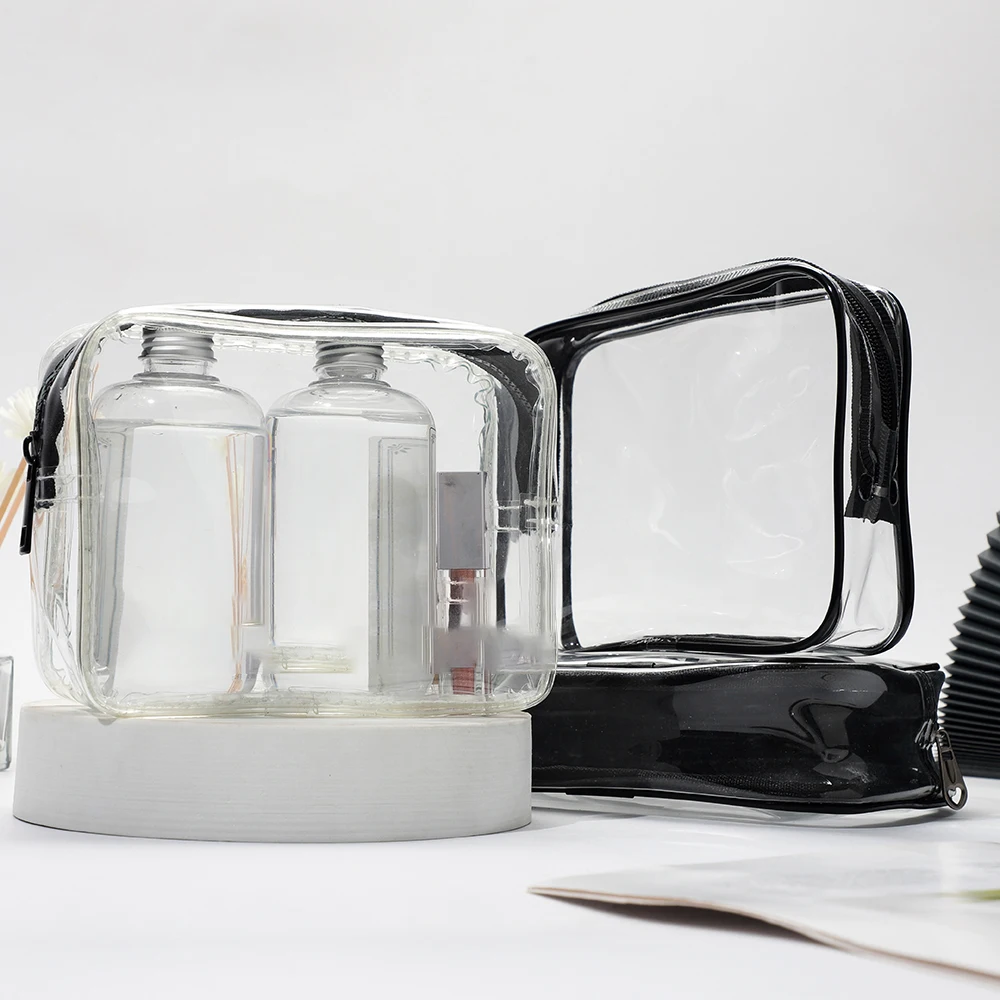 Wholesale Custom Logo Cosmetic Mini PVC Zipper Bag Durable Reusable Clear PVC Cosmetic Bag
