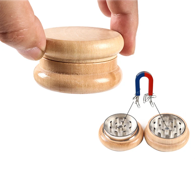 wholesale 2 parts natural wood tobacco grinder 55mm wooden herb grinder wood