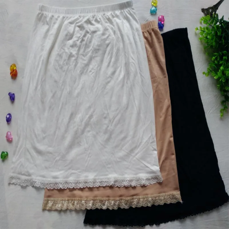 
Anti penetration lining skirt in summer white safety skirt with underskirt Long and medium length slip proof silk half skirt 