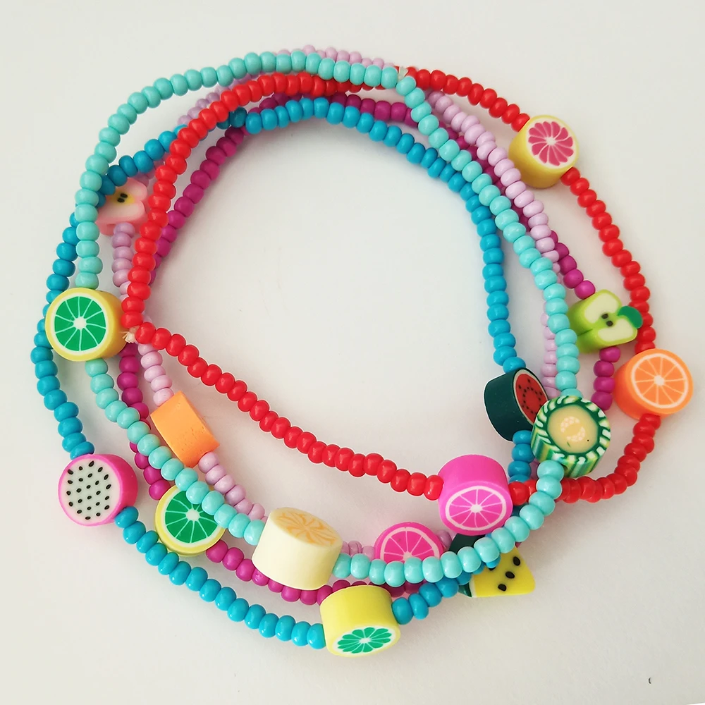 Liberty Gifts girls hand crafts new fashion fruit shape elastic wrap bracelet bohemian summer wrist decoration