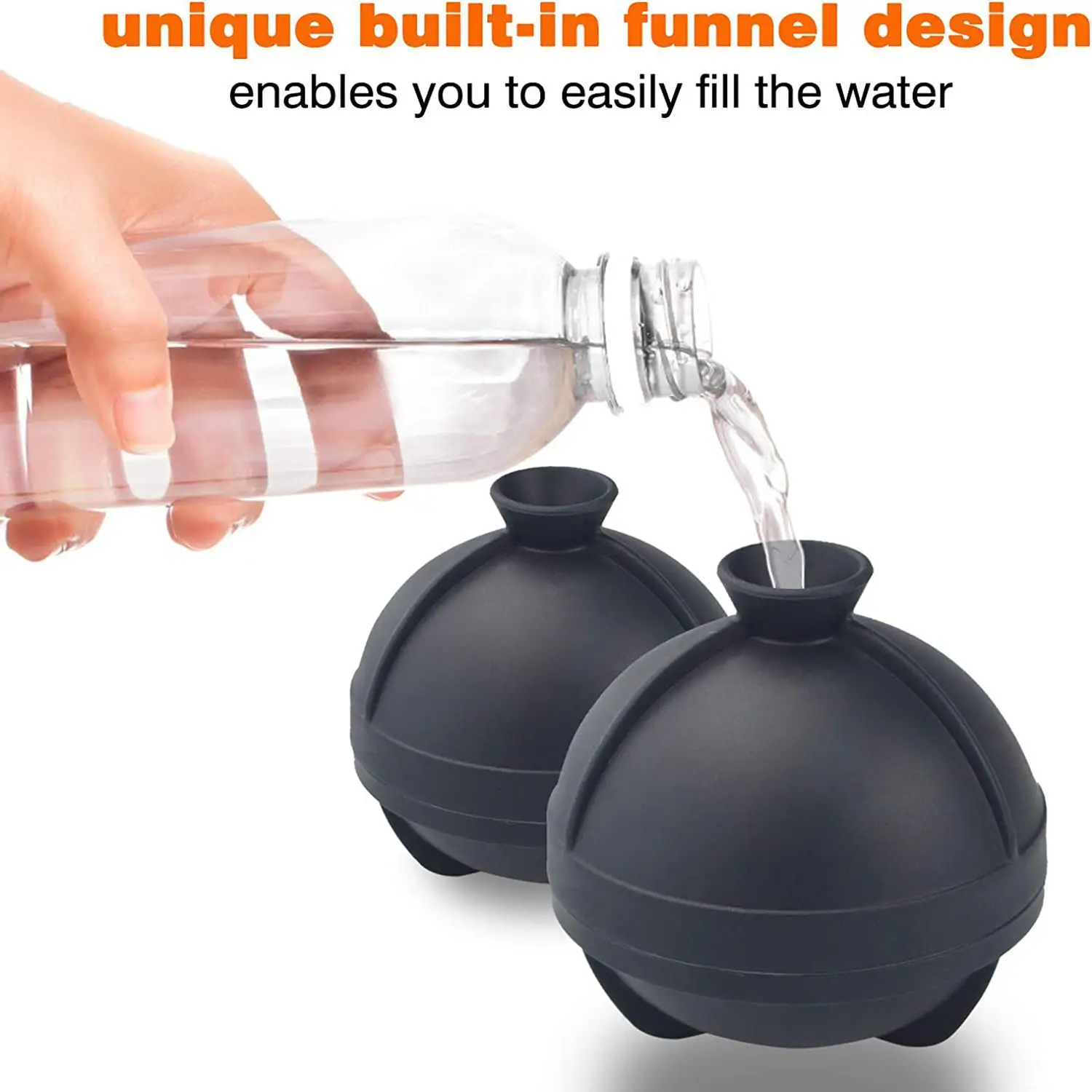 6cm Whiskey Round Silicone Ice Maker Can Customized logo Large Ball with Funnel and Lid for Home Use