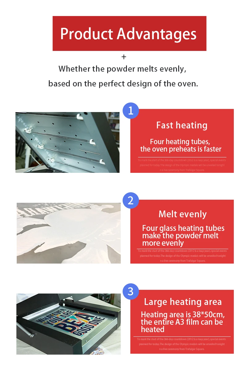 New A3+ Dtf Curing Oven Hot Melt Powder Heating Curing Oven for Epson L1800 XP15000 P400 A3 Dtf Printer Digital