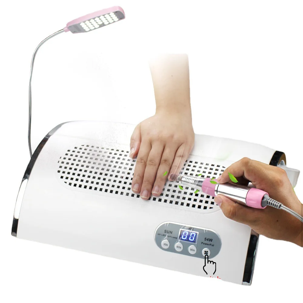 186W 4 in 1 Nail Drill Machine Dust Vacuum Cleaner LED Lighting Nail Dryer Lamp for Professional Nail Care Manicure