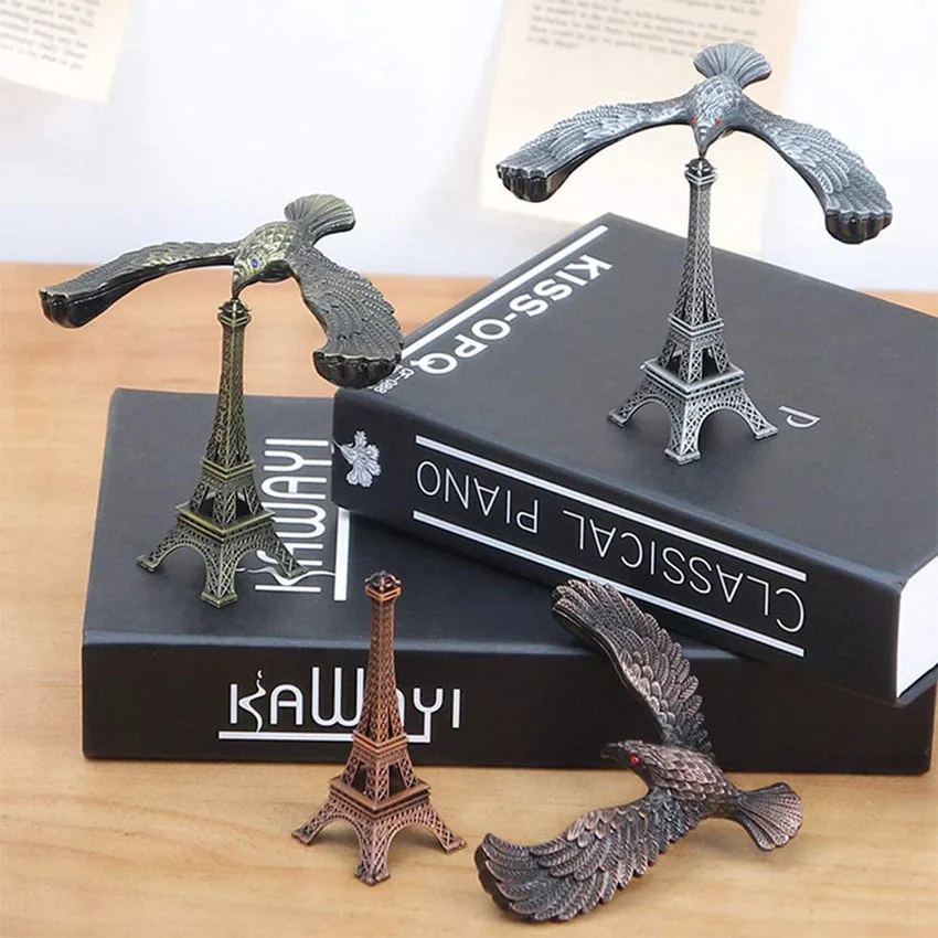 12cm Nordic Creative Metal Iron Tower Model Balance Bird Statue Home Office Home Decoration Accessories Gift