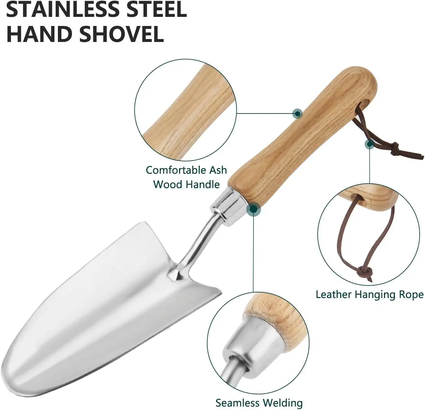 Peaktop  Garden Small Hand Shovel, Stainless Steel Trowel