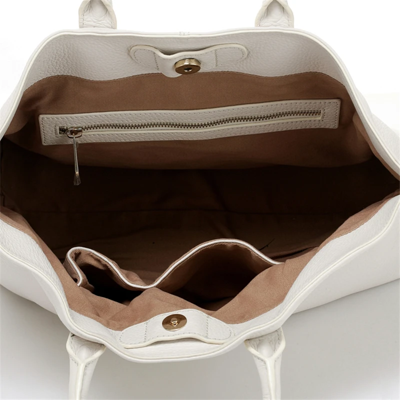 Wholesales Factory Direct Designer Genuine Leather Lock Design Tote Bag Handbag for Women