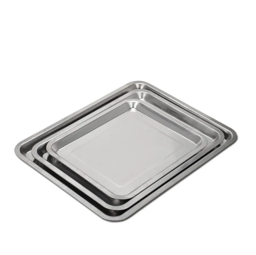 KENGQ Factory directly thickened rectangular steamed rice barbecue plate stainless steel square plate tray square basin