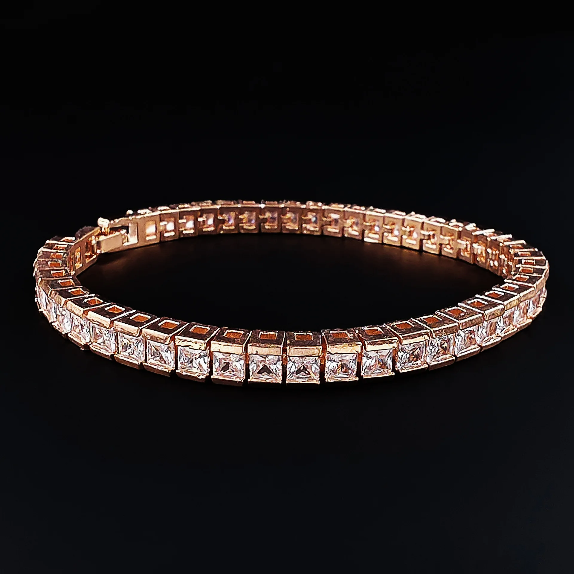 Iced Out Crystal Tennis Zircon Bracelets for Women Men Trendy Unisex Accessories Squares CZ Chain on Hand Jewelry