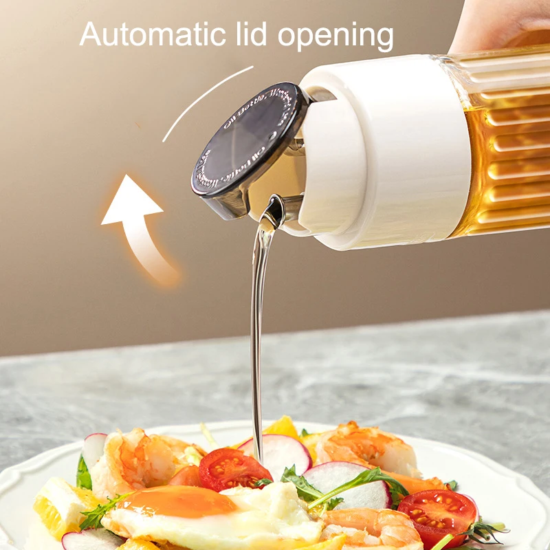 Automatic opening and closing oil bottle home kitchen glass oil pot large capacity soy sauce vinegar cruet bottle