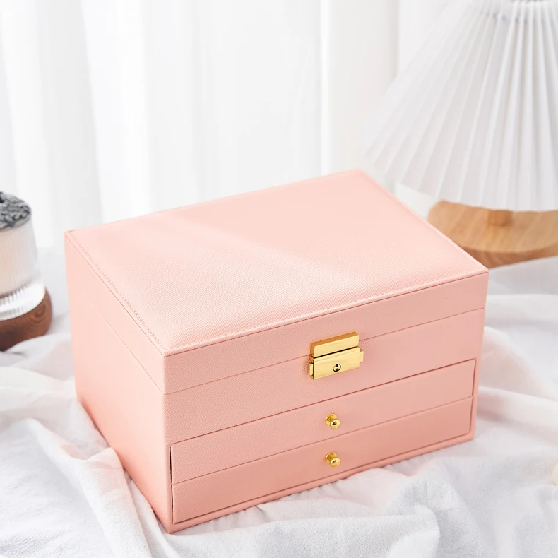 Xinxing custom Jewellery Boxes Necklace Box Ring Earring Storage Lockable Luxury Wholesale Leather Jewellery Boxes